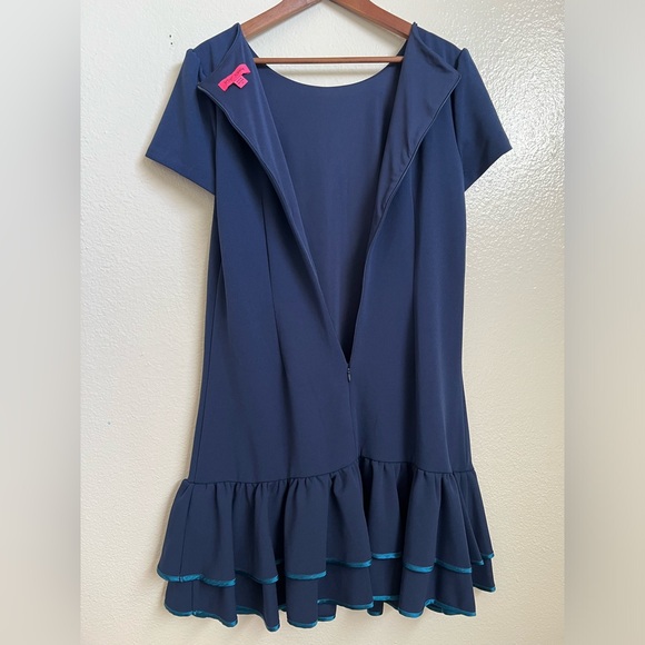 BETSEY JOHNSON - Scuba Crepe Dress With Ruffle Hem Size 12 - Picture 4 of 5